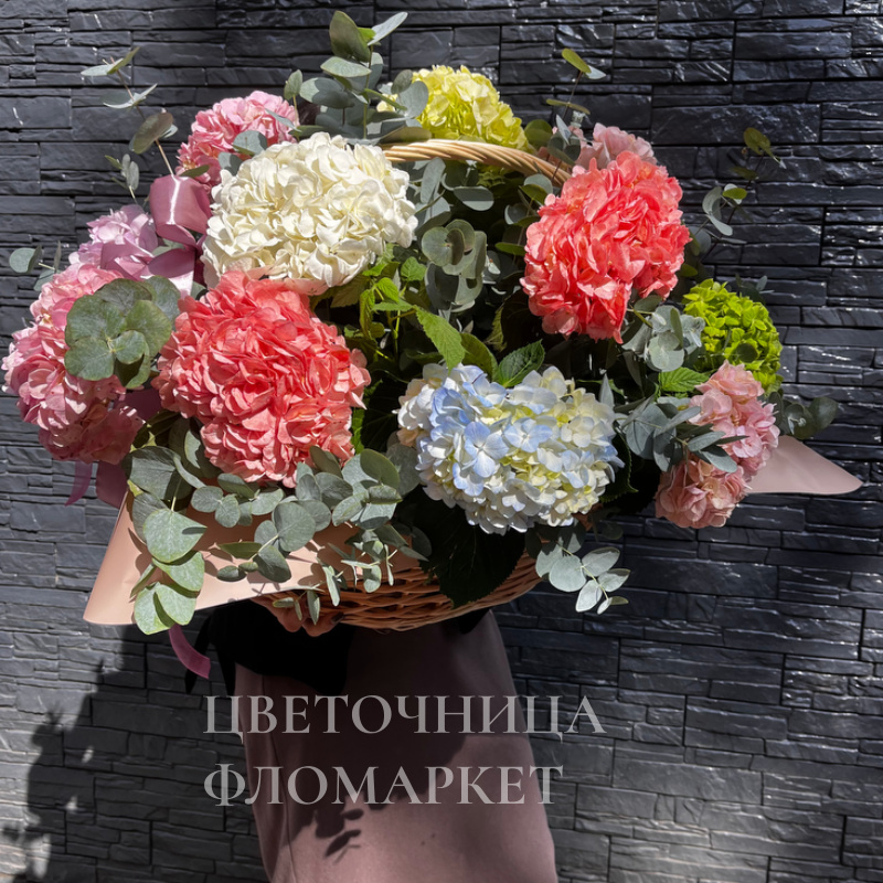 Корзина из пышной гортензии  1