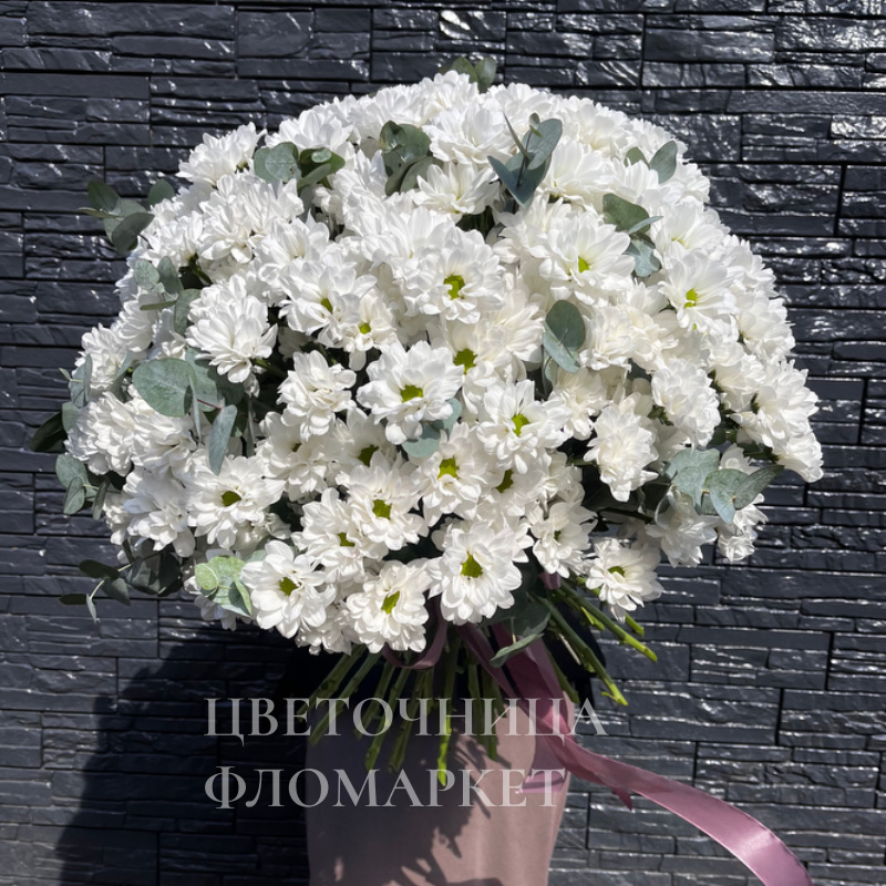 Букет из белоснежных хризантем 
