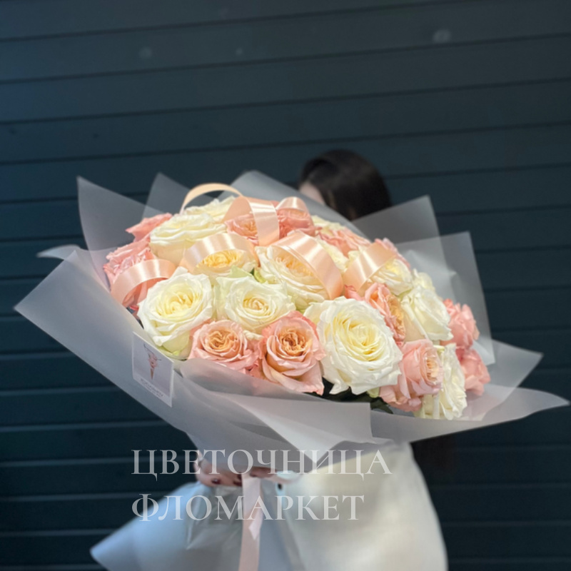 Нежный букет из роз «Монализа»