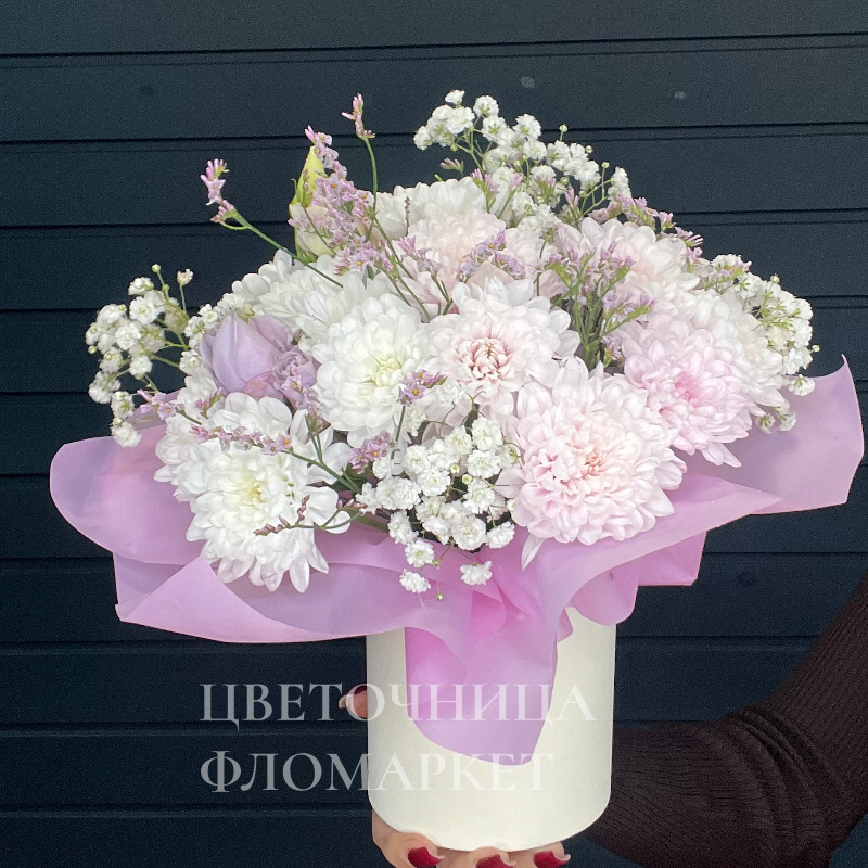 Композиция из хризантем  нежно розовый 1