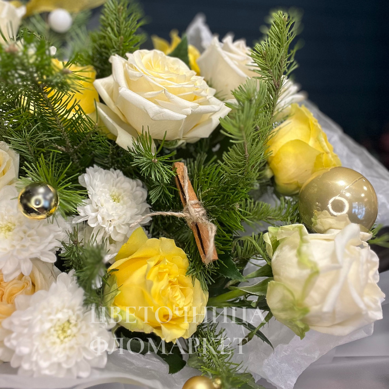 Кремовый букет из роз  2