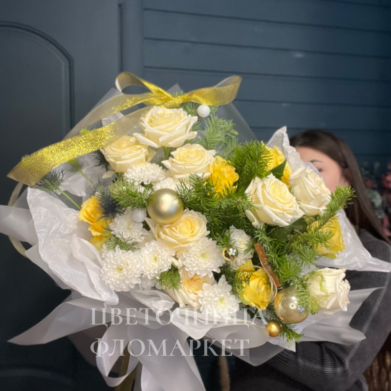 Кремовый букет из роз 