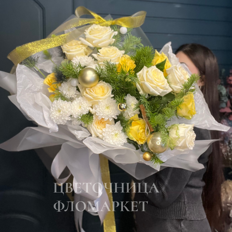 Кремовый букет из роз  1