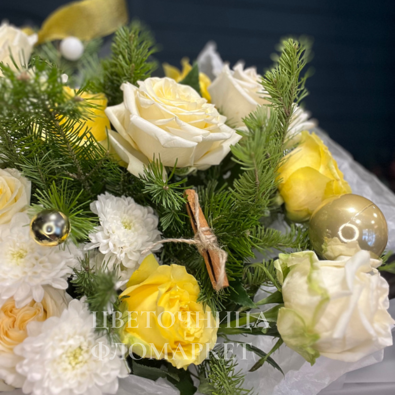 Кремовый букет из роз  3