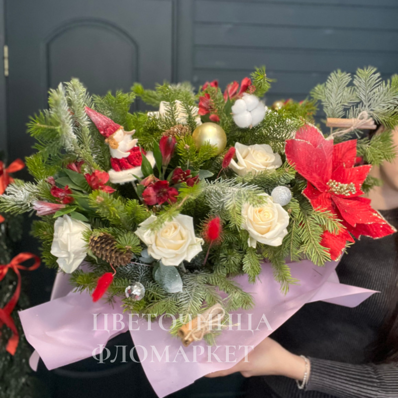 Зимняя сказка красные розы 