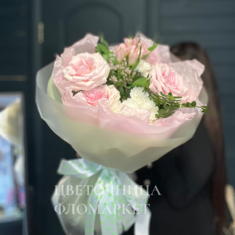 Нежное облачко из розовых роз 1